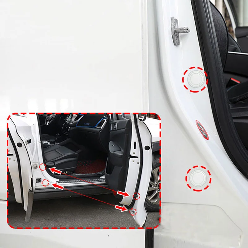 10Pcs Car Door Anti-collision Silicone Pad Auto Anti-shock Close Door Stickers Soundproof Buffer Gasket Luminous Car Accessories