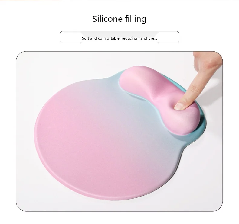 Silikon-Handgelenkauflage für Mauspad, 7 Farben, ergonomische rutschfeste Schreibtischunterlage, Büro- und Gaming-Unterstützung mit Farbverlauf – Detail 3