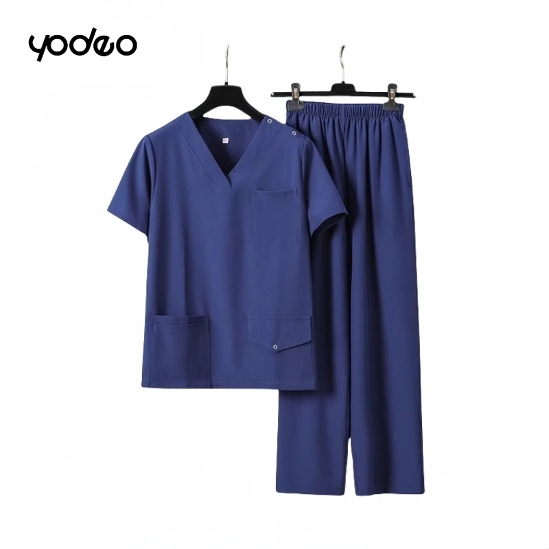 Operating room hand washing clothes short/long sleeved suits doctor surgical gowns V-neck fashionable pharmacy nurse uniform