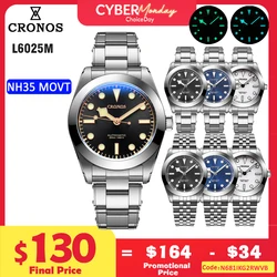 Cronos BB39 Mechanical Men Watch 39mm Automatic NH35 PT5000 SW200 Snow Hands Sapphire Glass Bushed Bracelet 20ATM  L6025M L6026