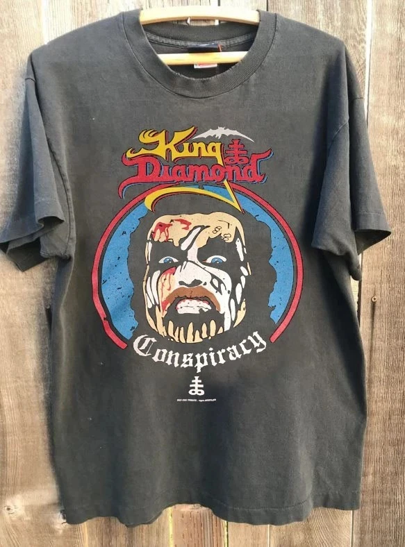 King Diamond - Conspiracy Tour Band Charcoal Cotton Shirt Unisex Grafik-T-Shirts Harajuku