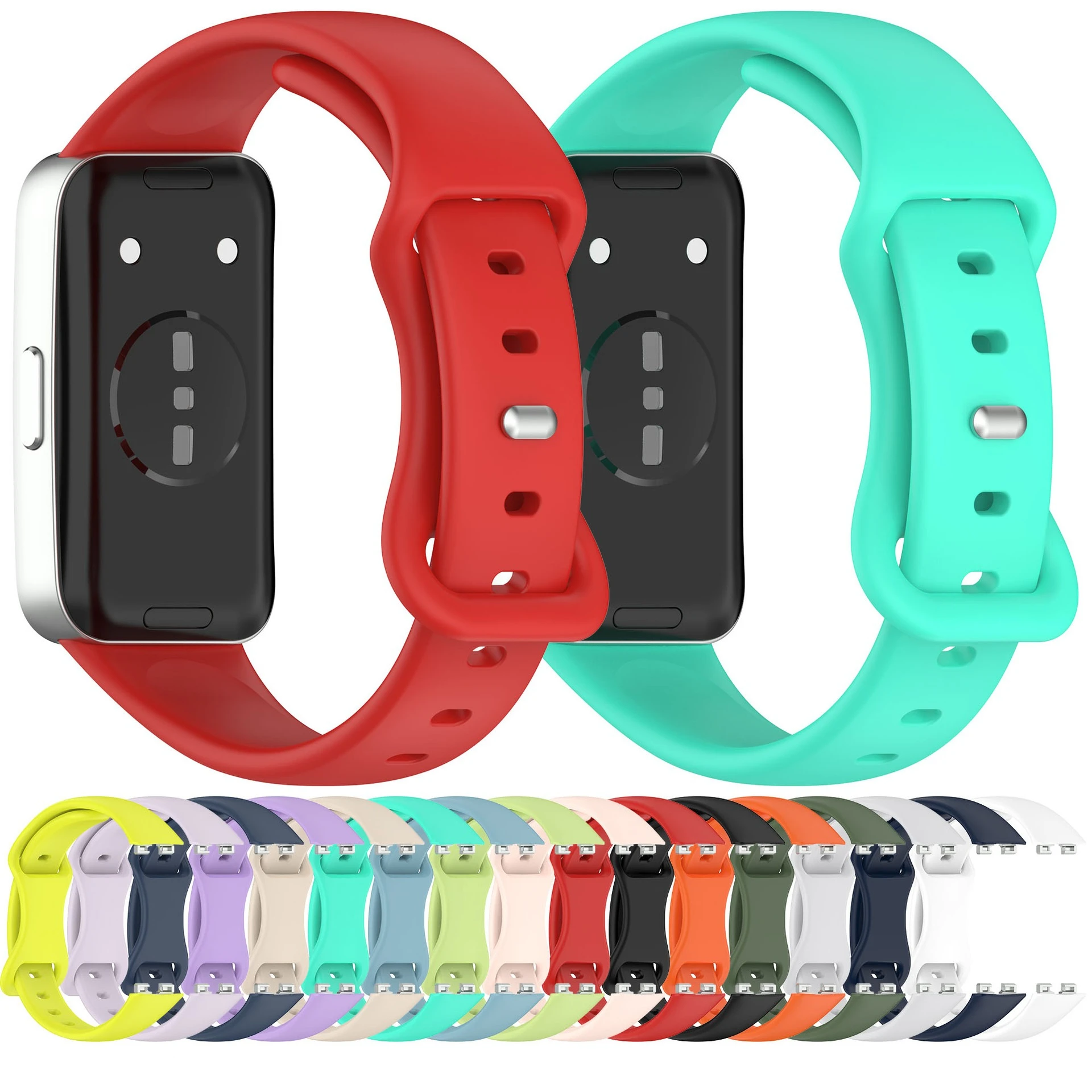 スリムバタフライクラスプシリコンストラップスーツ Huawei 社時計バンド 10 スポーツスリムシリコンストラップバタフライバックル付き