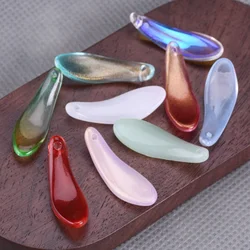 10pcs Mum Petal Shape 27x8mm Lampwork Glass Loose Pendants Beads For Jewelry Making DIY Handmade Craft Flower Findings