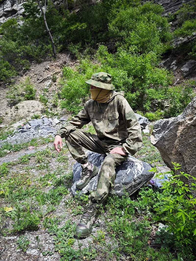 Militärisches Tarnuniform-Set, atmungsaktiver Sommer-Trainingsanzug, Outdoor-Mehrzweck-Taktische Arbeitskleidung, komplette Overalls – Detail 22