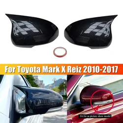 For Toyota Mark X Reiz Wish Prius Car Rearview Side Mirror Cover Wing Cap Exterior Door Rear View Case Trim Carbon Fiber Look