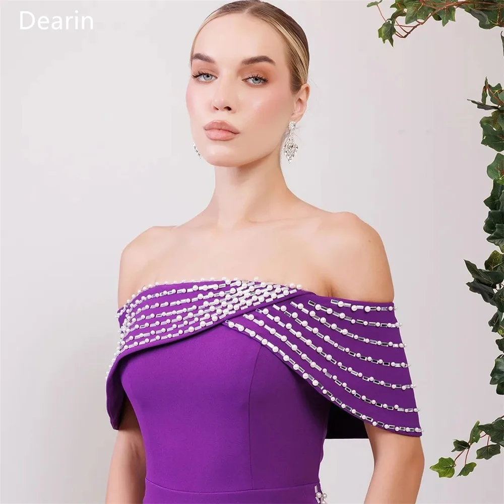 Customized Women Formal Gown Prom Dearin Off-the-shoulder Column Ankle Length Skirts Beading Bespoke Occasion Dresses Evening Dr