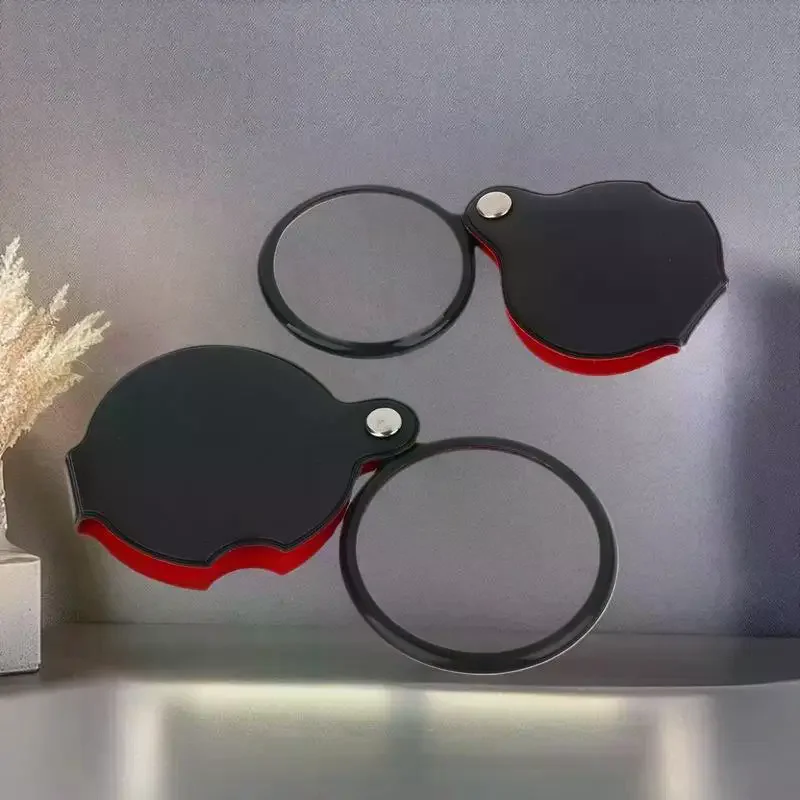Compact Hand-held Jewelry Loupe with 8X Mini Magnification, Housed in Foldable Leather Case, Available in 50/60/70MM Options