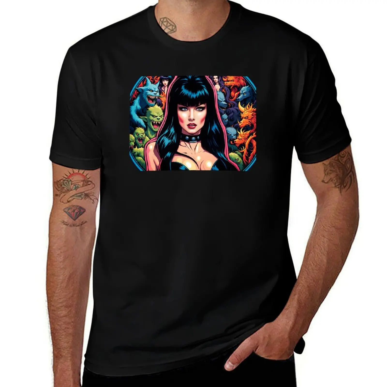 

Elvira Monster Party T-Shirt T-shirts oversize animal prinfor boys sweat Men's t-shirt
