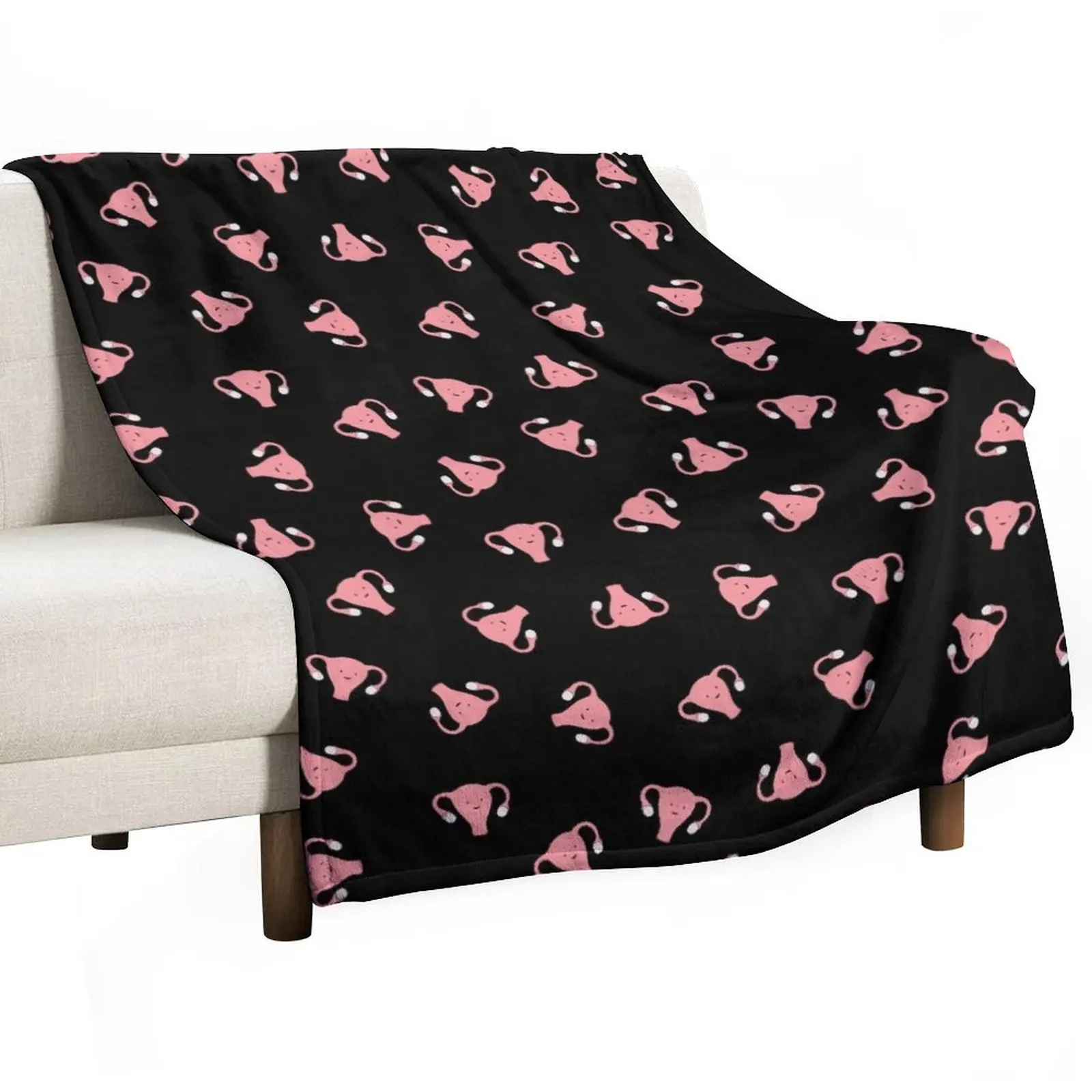 

Crazy Happy Uterus in Black, small repeat Throw Blanket wednesday Soft Beds christmas gifts Blankets