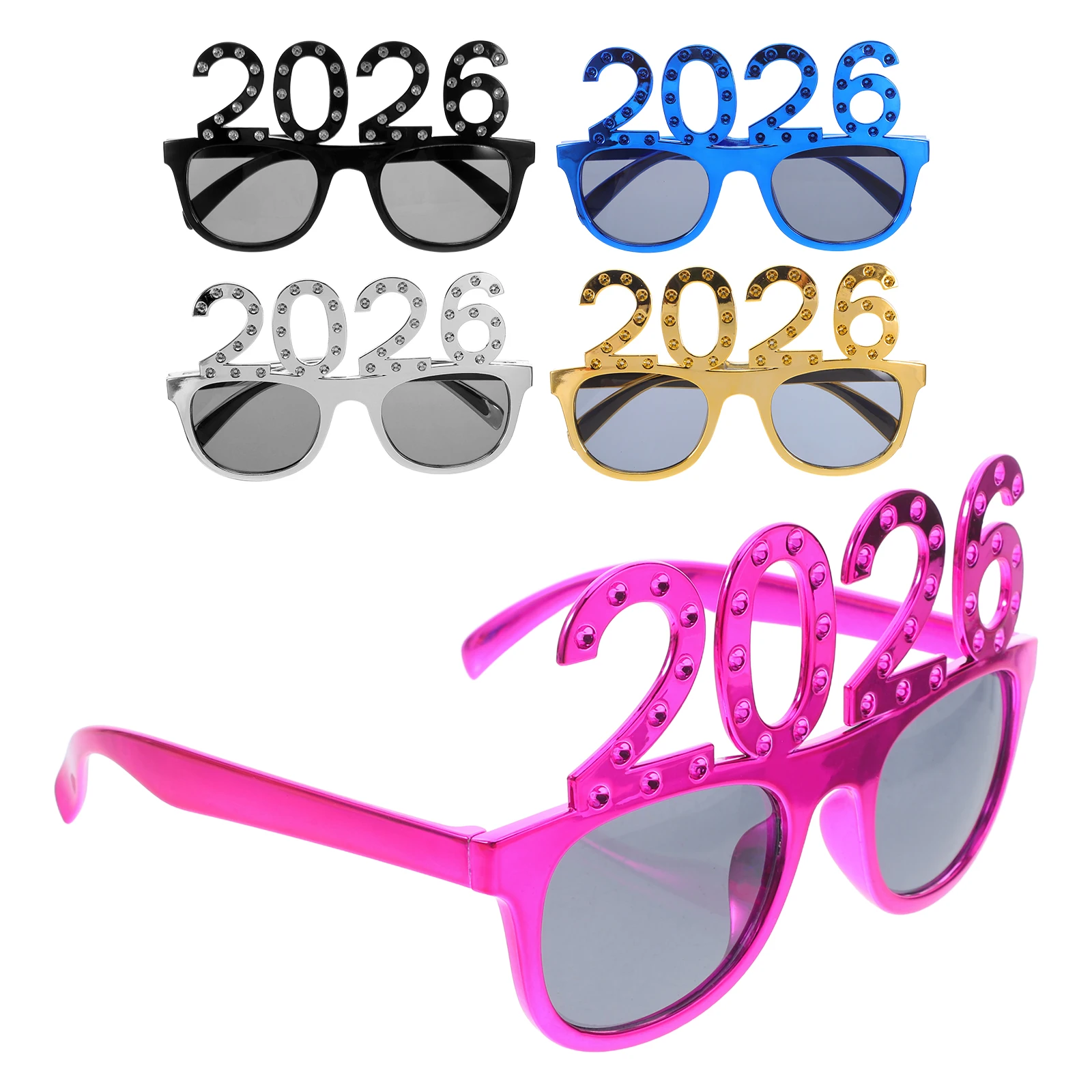 

5pcs 2026 Glasses Funny Number Eyeglasses New Year Party Photo Props Lightweight Carnival Event Accessories