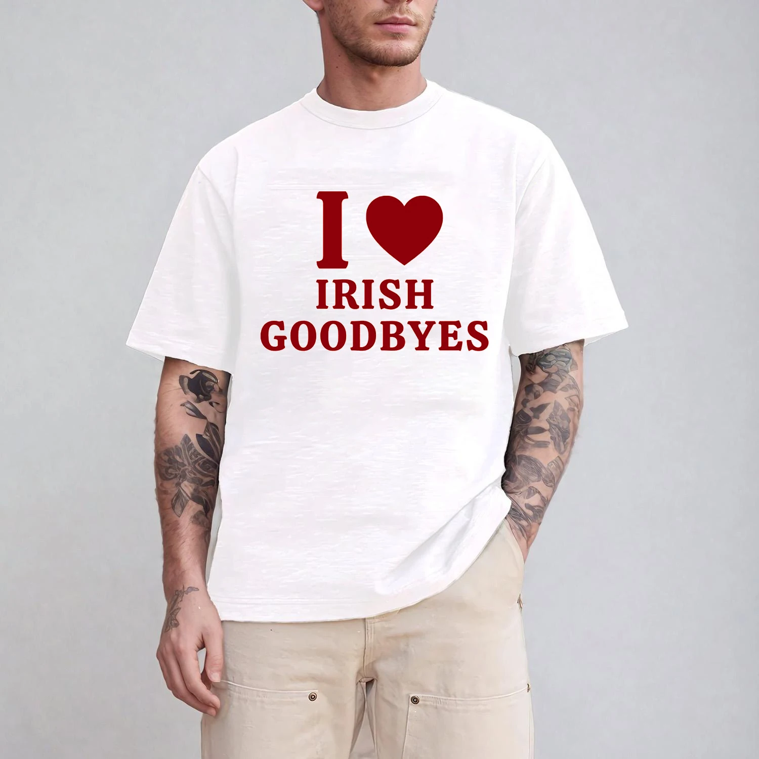 I Love Irish Goodbye Baumwoll-T-Shirt für Männer und Frauen, kurzärmelig, lässige Oberteile, grafische T-Shirts, Streetwear, Herrenbekleidung