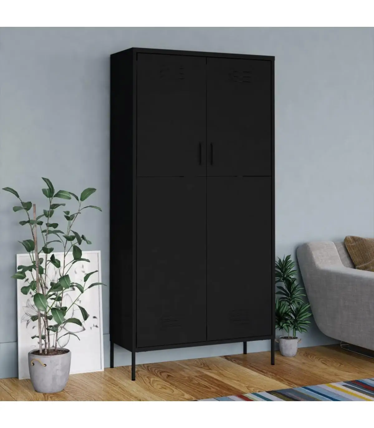 Black steel wardrobe wardrobes 90x50x180 cm