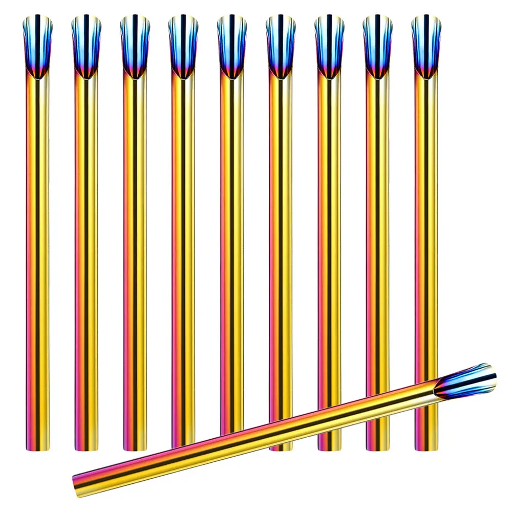 

10 Pcs Creative Stirring Straw Straws Reusable Stainless Steel Ice Cream Coffee Stirrers