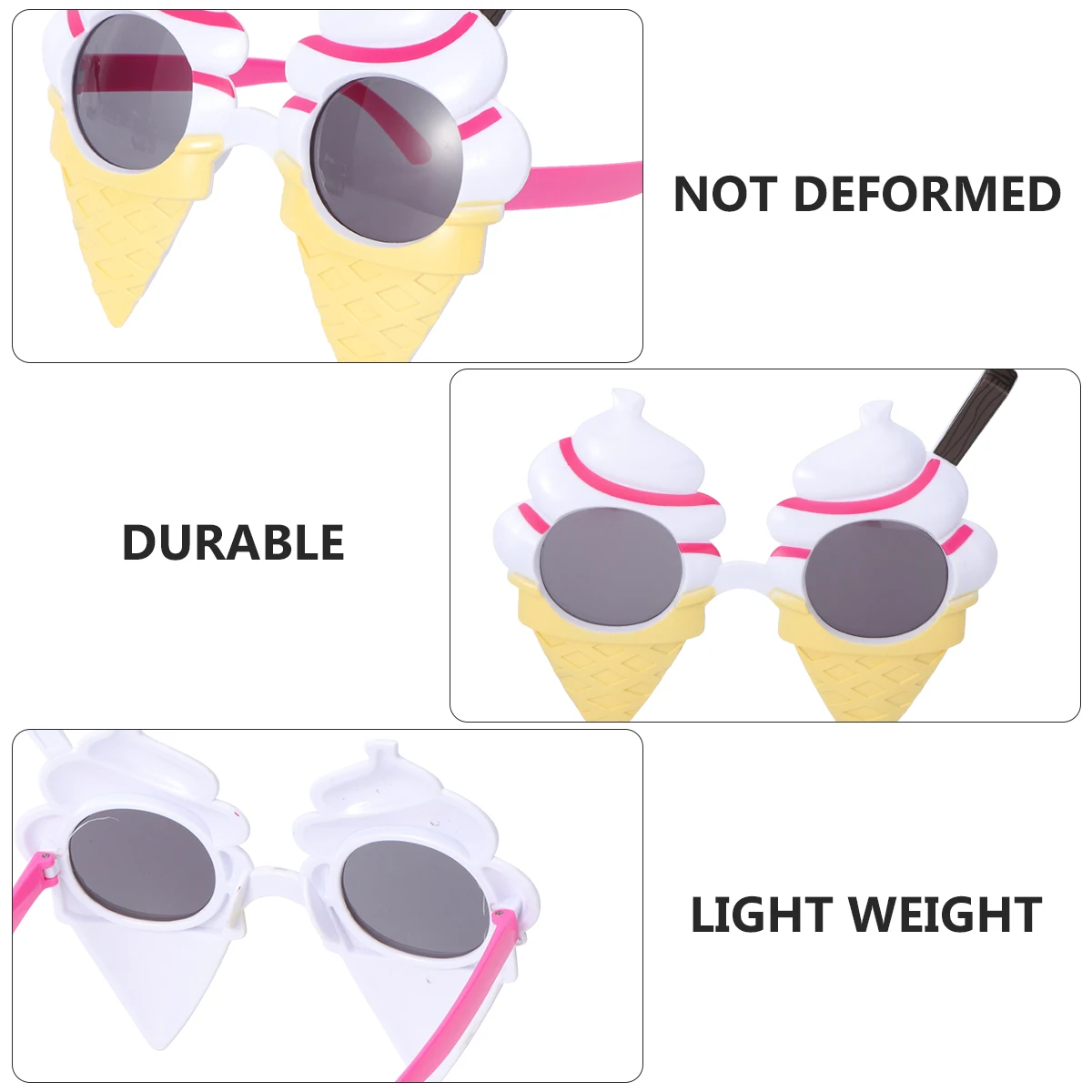 

2 Pairs Funny Kids Glasses Eye Decorations Creative Ice Cream Shape Party Birthday Holiday Prop Wacky Child Glasses