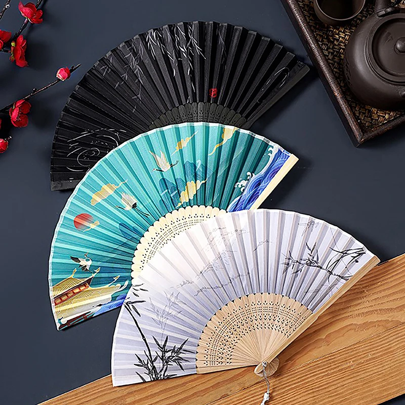 Vintage-Stil Seide Falt fächer chinesische japanische Muster Kunst Handwerk Geschenk Home Dekoration Ornamente Tanz Hand Fan