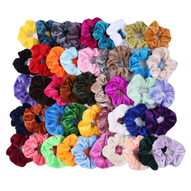 

200Pcs/Lot DIY Simple Multi Scrunchies Pleuche Hair Bands Elasticity Large Intestine Rings Styling Tool Accessory HA1700