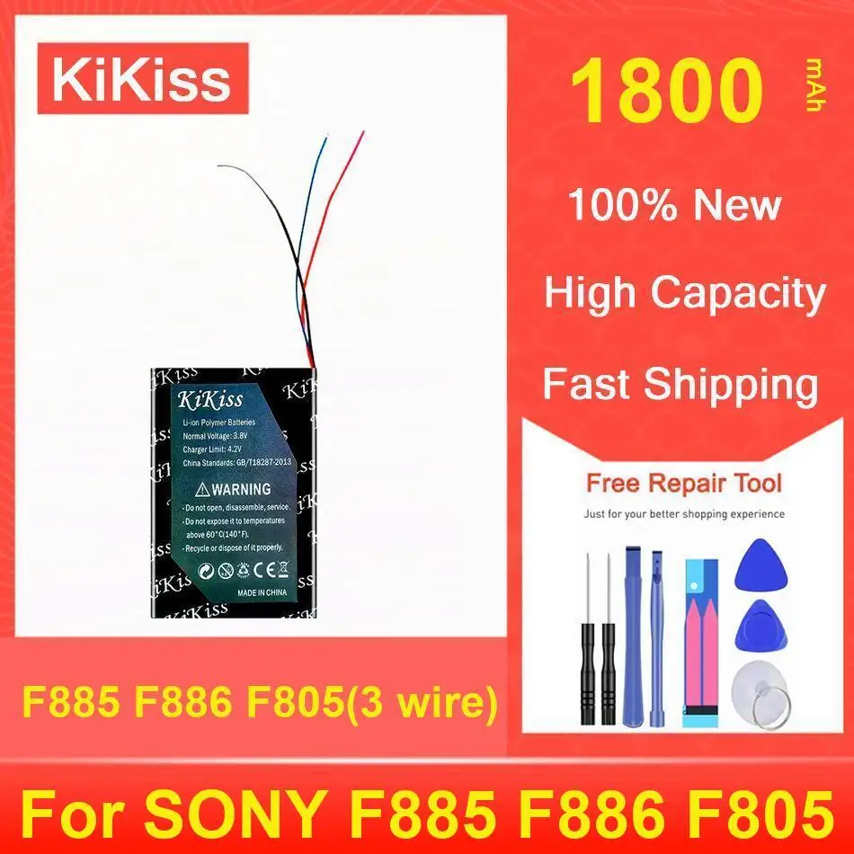 

Аккумулятор Kikiss 1800 мАч F885 F886 F805 (3 провода) для SONY F805