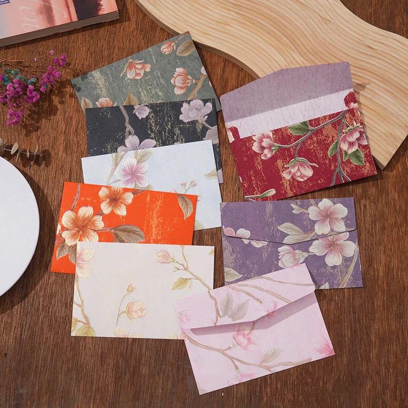 Custom Retro Cloud Brocade Floral Handwritten Ancient Style Large High-End Envelope Bag In Stock Invitation Card