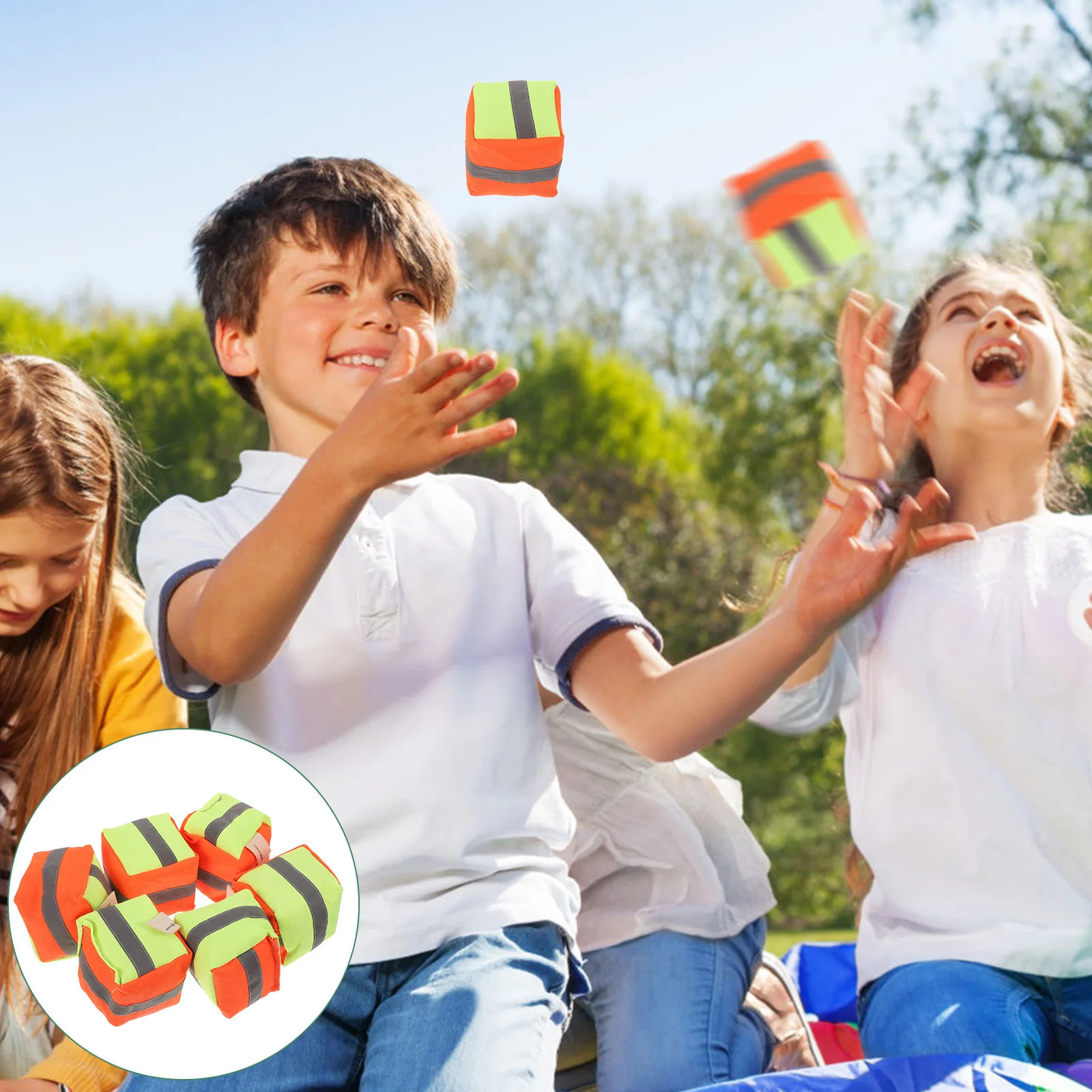 

6Pcs Reflective Fabric Bean Bags Kids Tossing Game Small Canvas Throwing Bags Outdoor Recreation Fun Small Beanbags