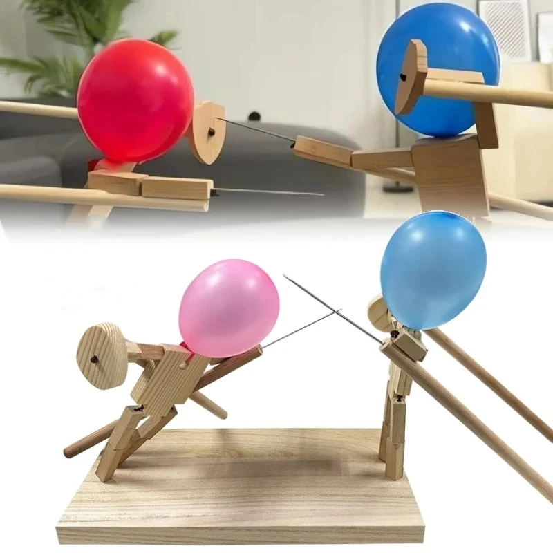 Jouets de bataille d'homme en bambou faits à la main, bricolage, gastronomie en bois, bots de marionnettes, bataille de deux joueurs, fête à la maison, jeu amusant pour enfants