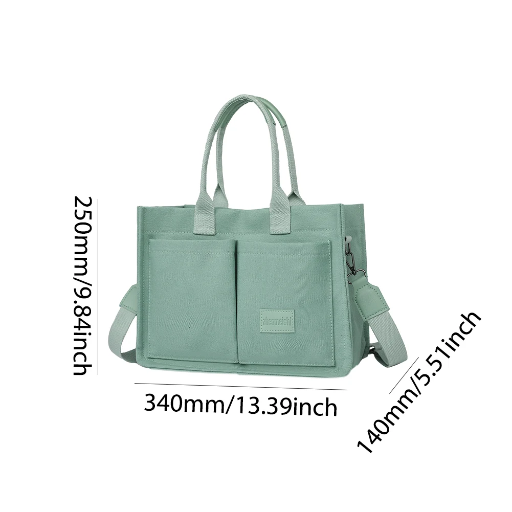 Large Capacity Canvas Tote Bags For Women Fashion Shoulder Bag Adjustable Strap Crossbody Bag Multi Pockets Square Commuting Bag