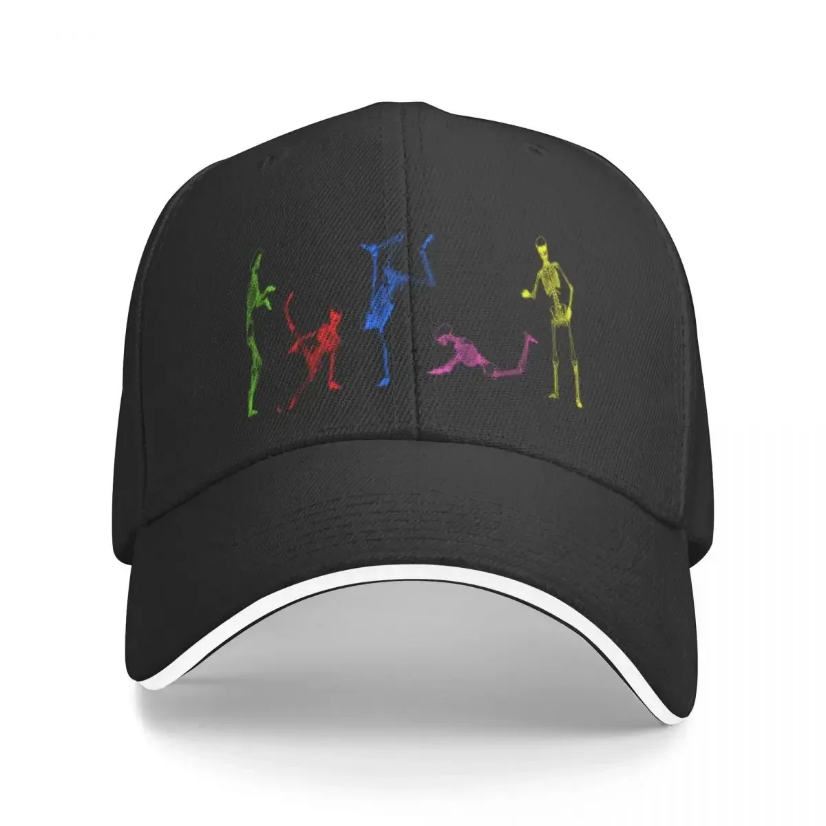 Funny Neon Old School 80s Retro Break Dancing Skeletons Baseball Cap Rugby Sun Cap Mountaineering Golf Sun Hats For Women Men's