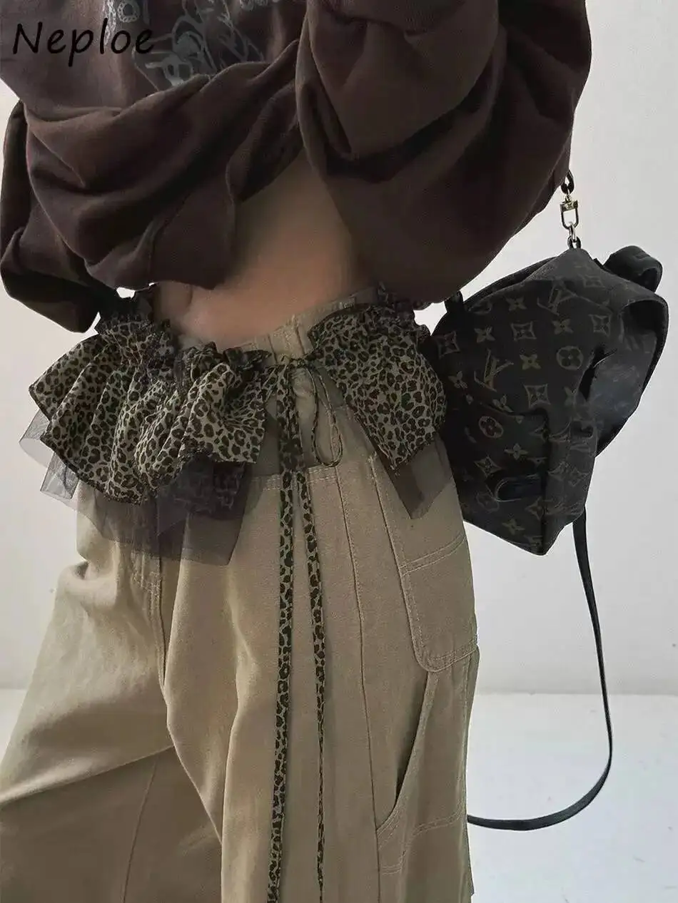 Babyoung coreia malha leopardo mujer moda babados rendas até y2k goth na moda streetwear faldas feminino puro desejo falda