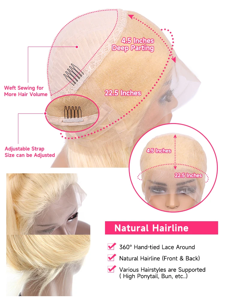 613 Honey Blonde 360 Lace Wigs Human Hair Pre Plucked Body Wave Lace Front Wig 13x4 13x6 Lace Front Frontal Wigs for Black Women image 7