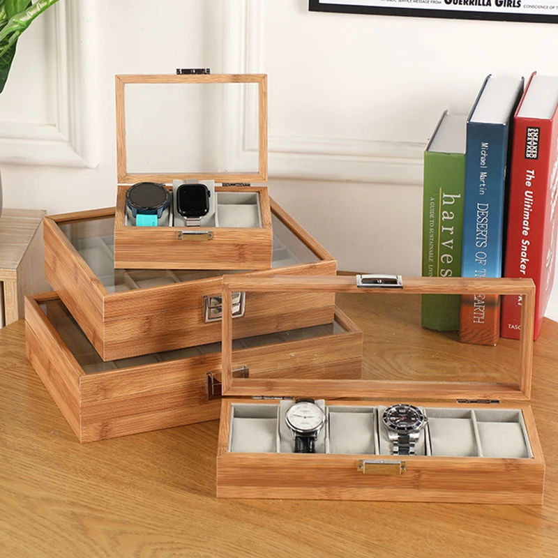 Wooden Watch Storage Box Vintage Modern Organizer Box Wristwatch Watches Accessory Watch Boxes Display Boxes with Pillows