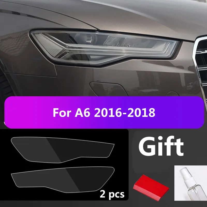 2Pcs Car Covers Headlight Protective Film For audi  A6 B8 B9 A4 C7 C8 A3 A5 Q7 Q5 Q3 Q2 Transparent Sticker Black Accessories