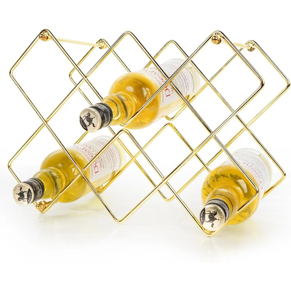 wine rack, freestanding modern gold metal, wine storage cabinet shelf wine racks countertop for pantry,kitchen wine bottle rack