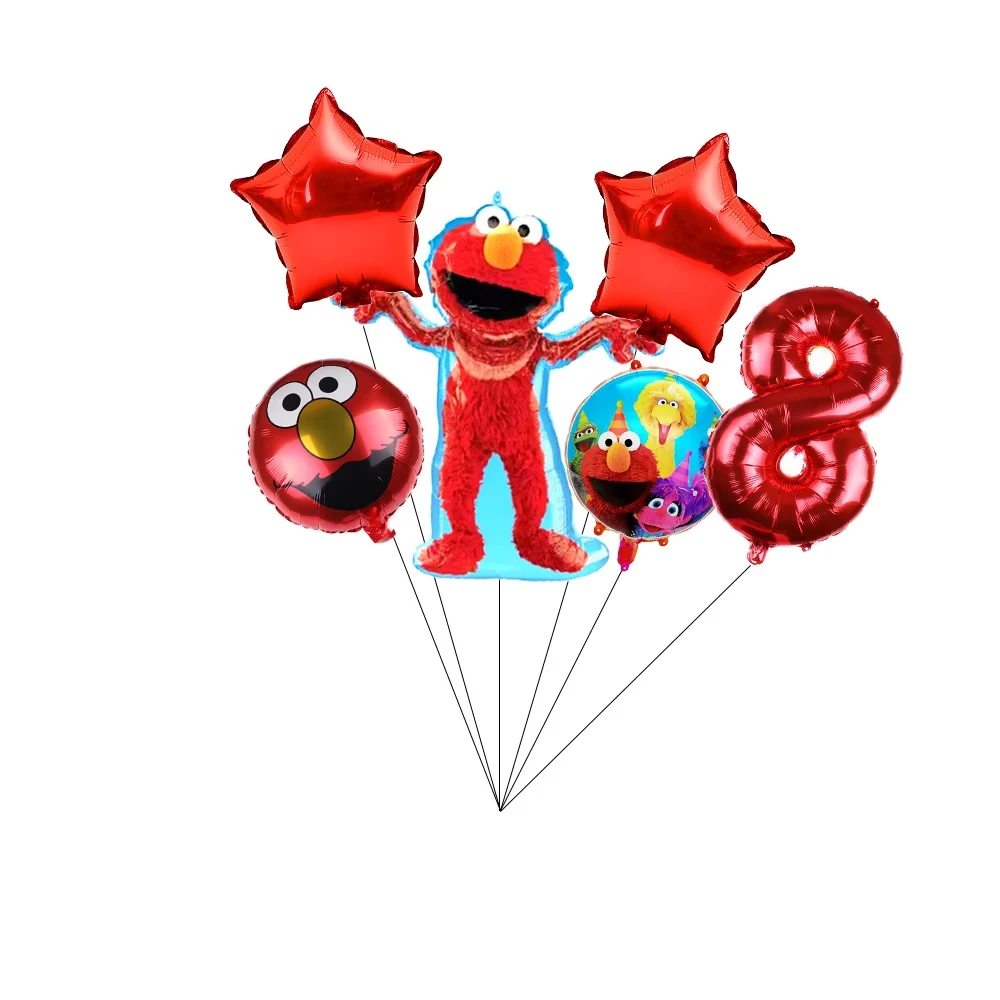 Geburtstagsballon-Partydekoration, Sesamstraßen-Thema, Teller, Kuchenaufsätze, Banner für Kindergeburtstag, Partyzubehör, Babyparty – Detail 1