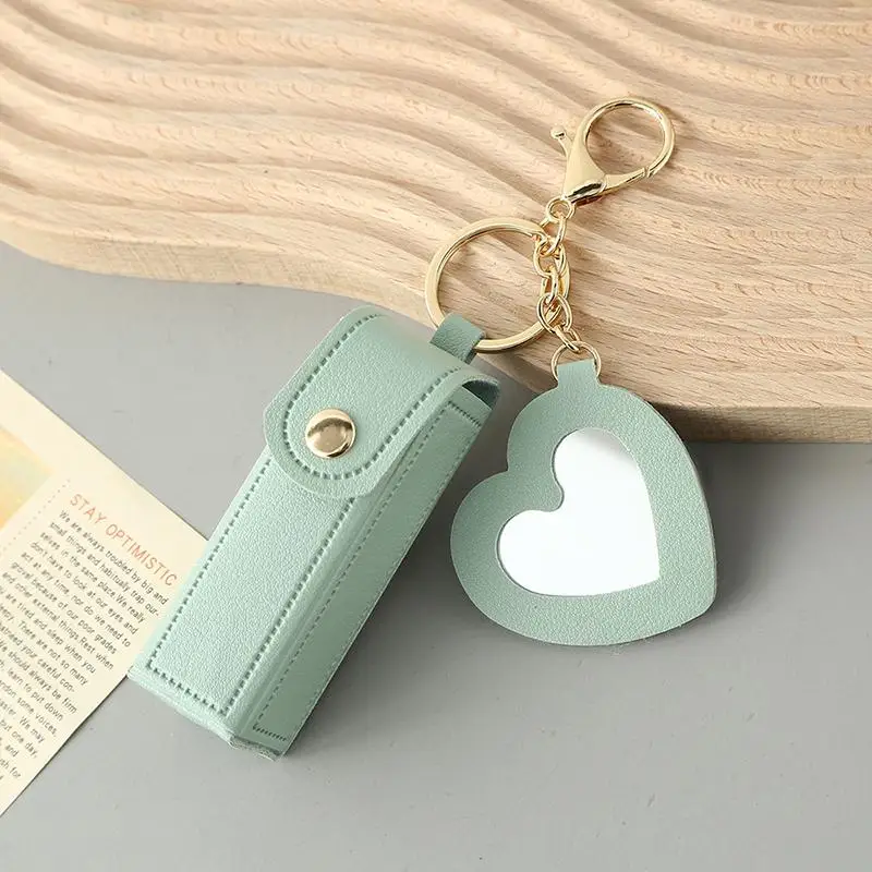 Keyring Mini Leather Lipstick Bag Portable Storage Case for Purse Organizer Compact Makeup Bag for Travel and Office