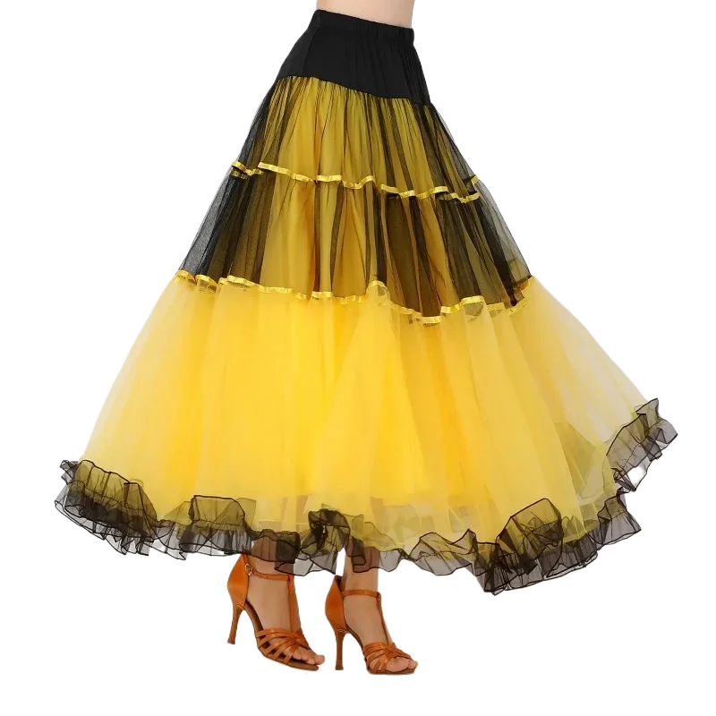 Vrouwen Ballroom Dansvoorstelling Kostuum Wals Flamenco Grote Schommel Rok Elastische Tailleband Volwassen Buikdans Jurk Dragen