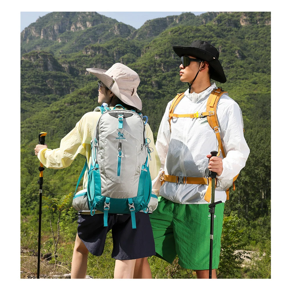 Nylon Hiking Backpack with Ventilated Back Support and Adjustable Waist Belt Outdoor Travel Daypack for Trekking and Camping