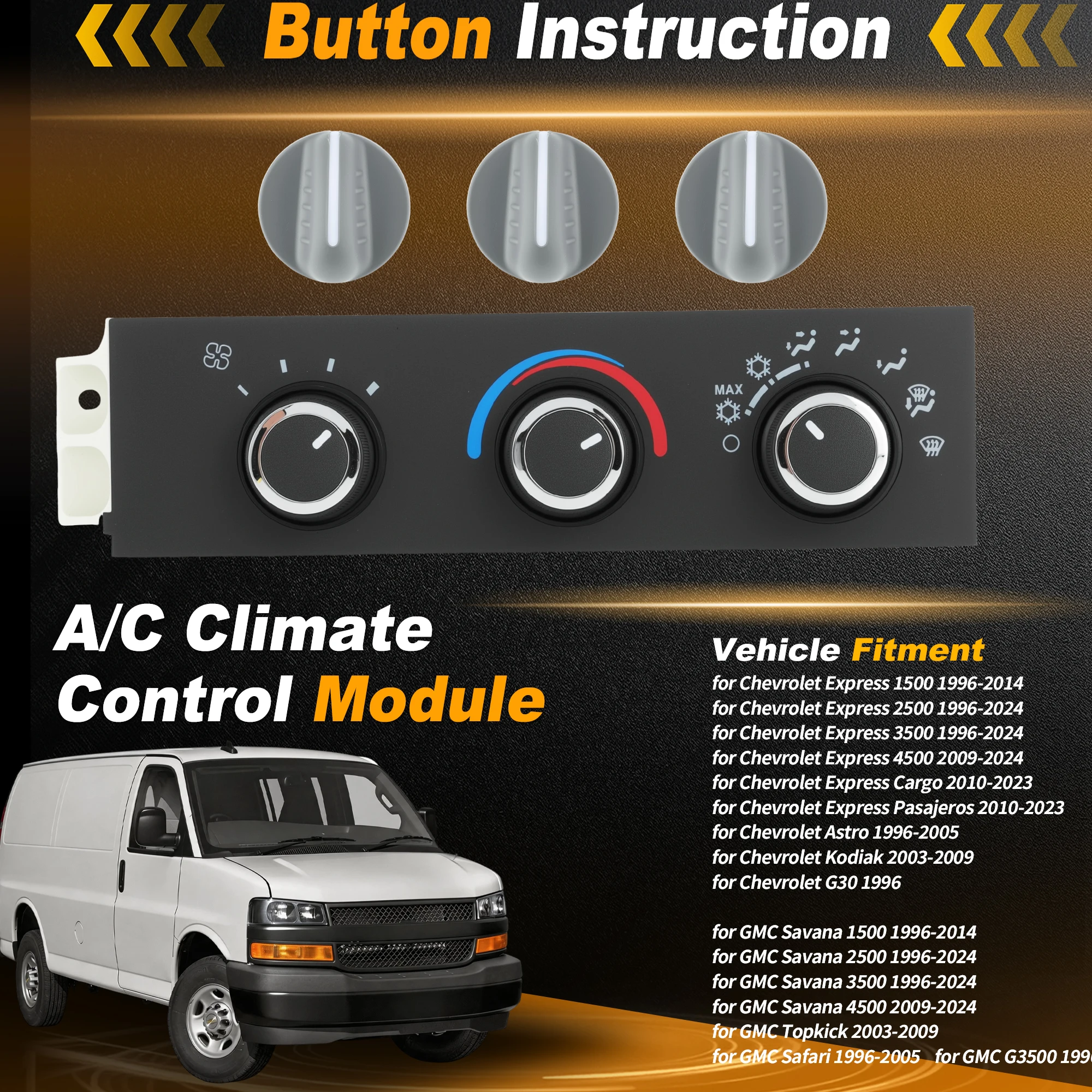 UXCELL AC Heater Climate Control Module Panel for Chevy for GMC Express Savana 96-24