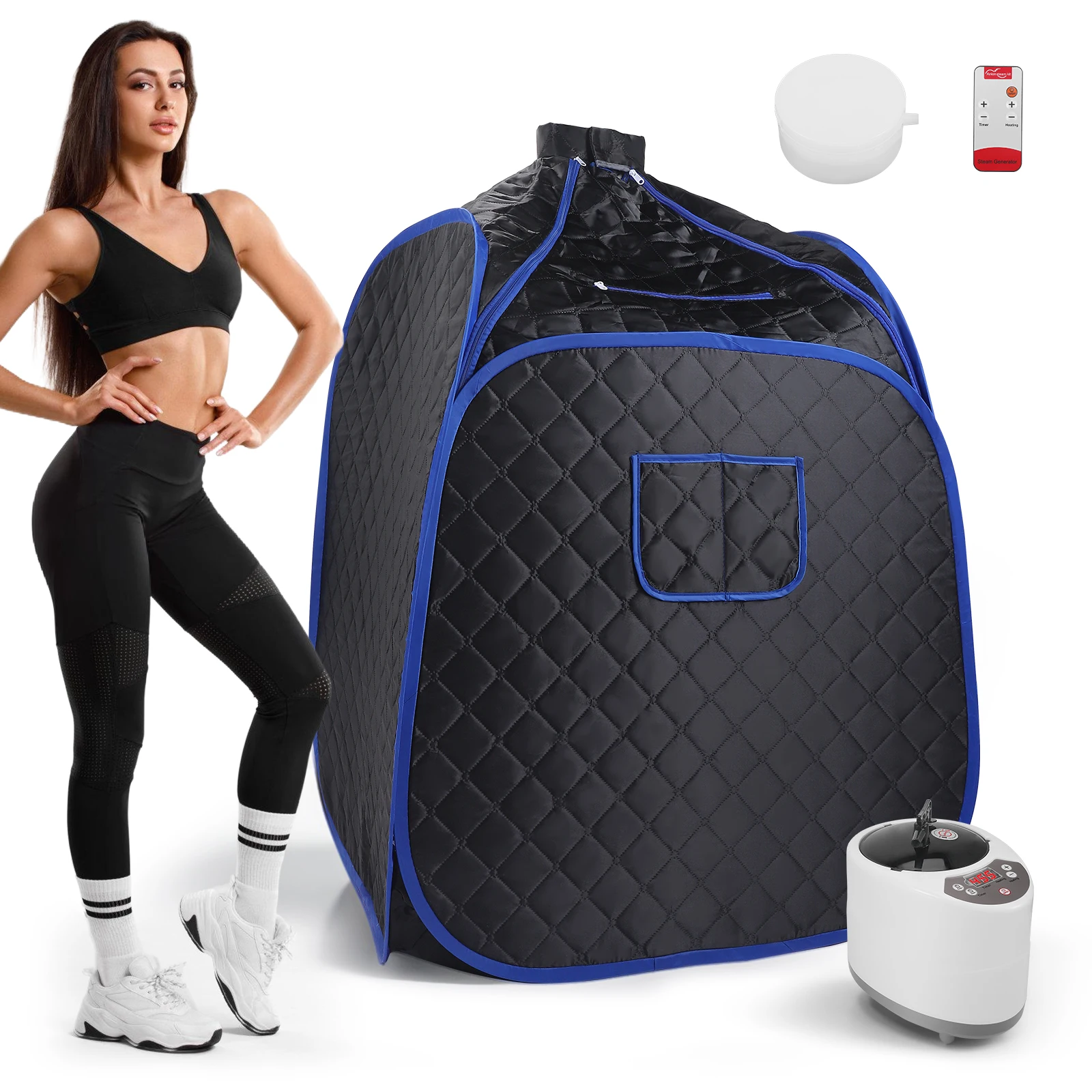 Portable Foldable Steam Sauna, 2.6L Fast Heating, 9 Temperature Settings, Remote Control, 45 Min Auto Shut-Off, Compact Home Spa