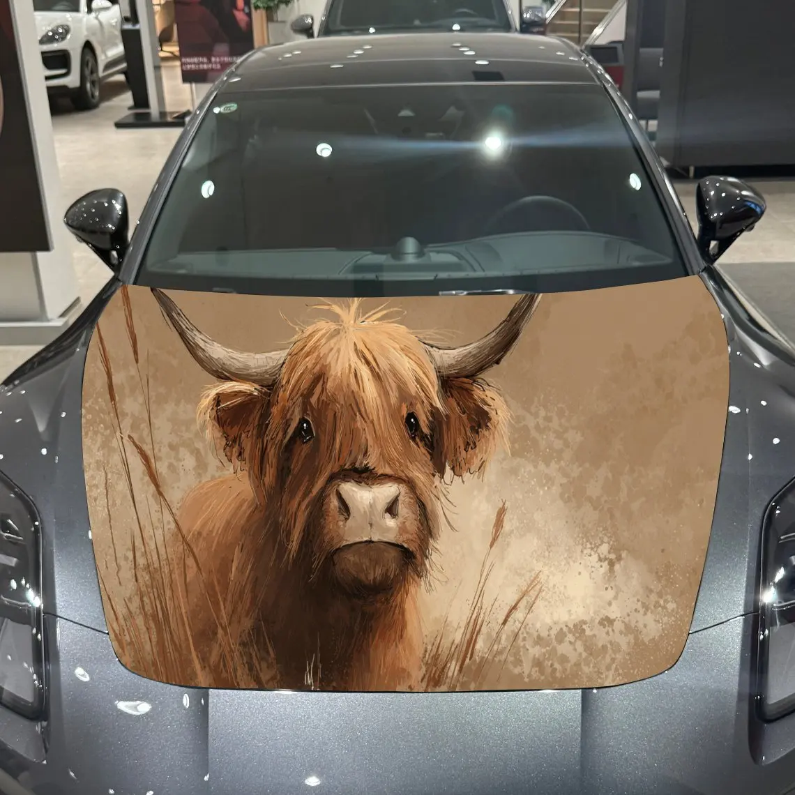 

Highland Cow Auto Cover Sticker, Waterproof and Self-adhesive Auto Hood Decal, Auto Vinyl Wraps, Cool Car Exterior Decal, Holida
