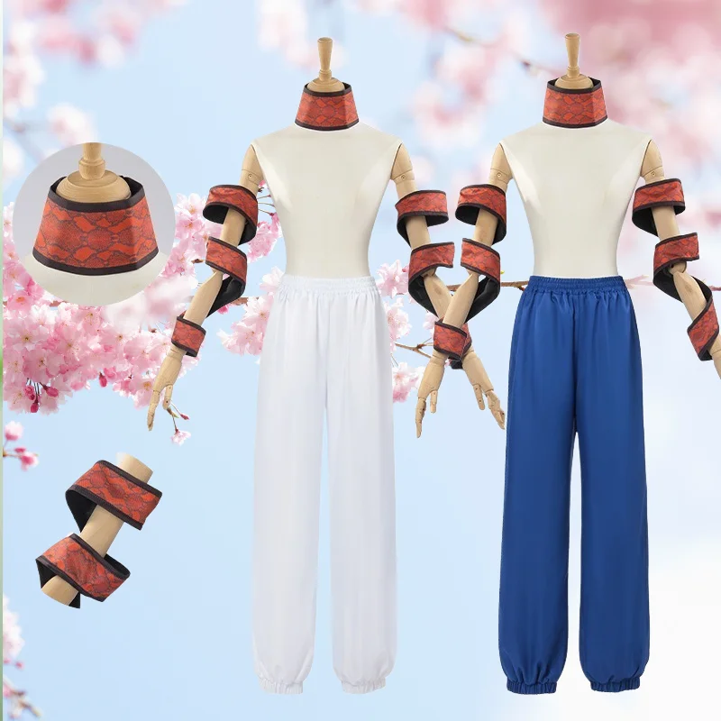 

Giyuutarou Costume Anime Cosplay White and Blue Style No Top Full Set for Men Role Play Outfit Theme Party