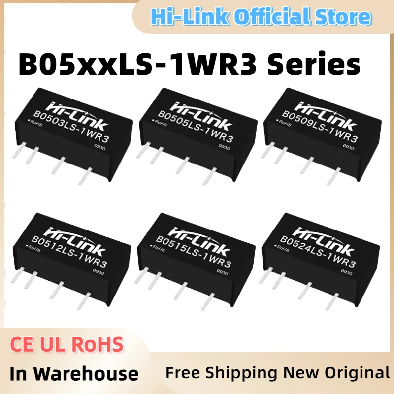 

Hi-Link B0505LS-1WR3 B0512LS-1WR3 B0524LS-1WR3 CE UL RoHS 1W 3.3V 5V 9V 12V 24V DC DC Converter Power Supply Intelligent Module