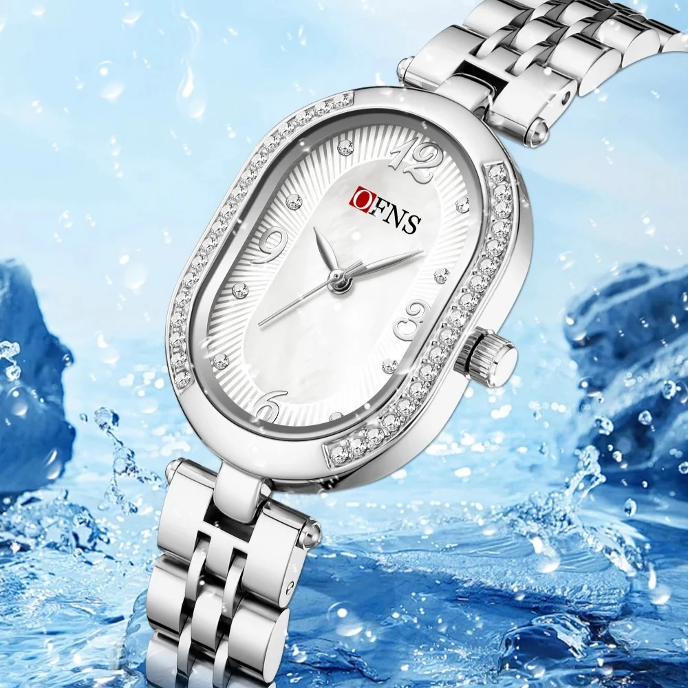 OFNS 1575 Luxury and Fashionable Quartz Women's Watch Waterproof Diamond Inlaid Gangdi Watches for Women Relogio Feminino