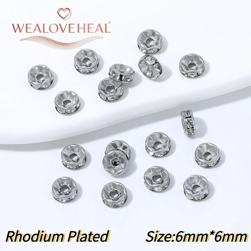 20 Stück 18K vergoldete Messing-Strass-Abstandshalterperlen, 6/8/10MM quadratische, runde, gehämmerte Trennperlen, DIY-Perlenherstellungszubehör – Detail 24