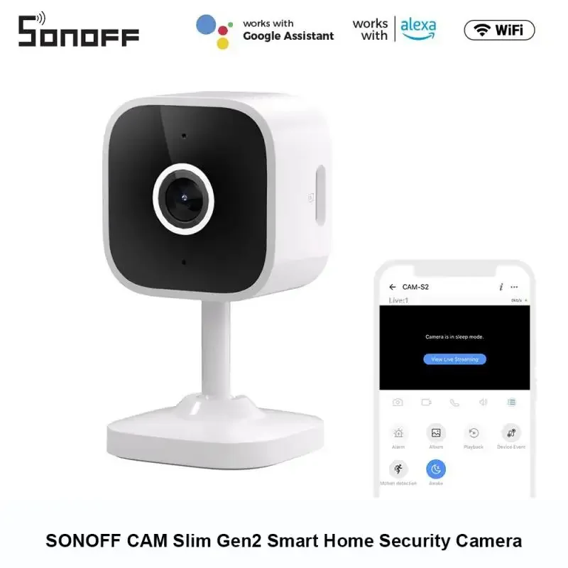 SONOFF CAM Slim Gen2 WiFi Smart Home Security Camera 1080P HD Motion Detection Two-way Audio Night Vision Support Alexa Google