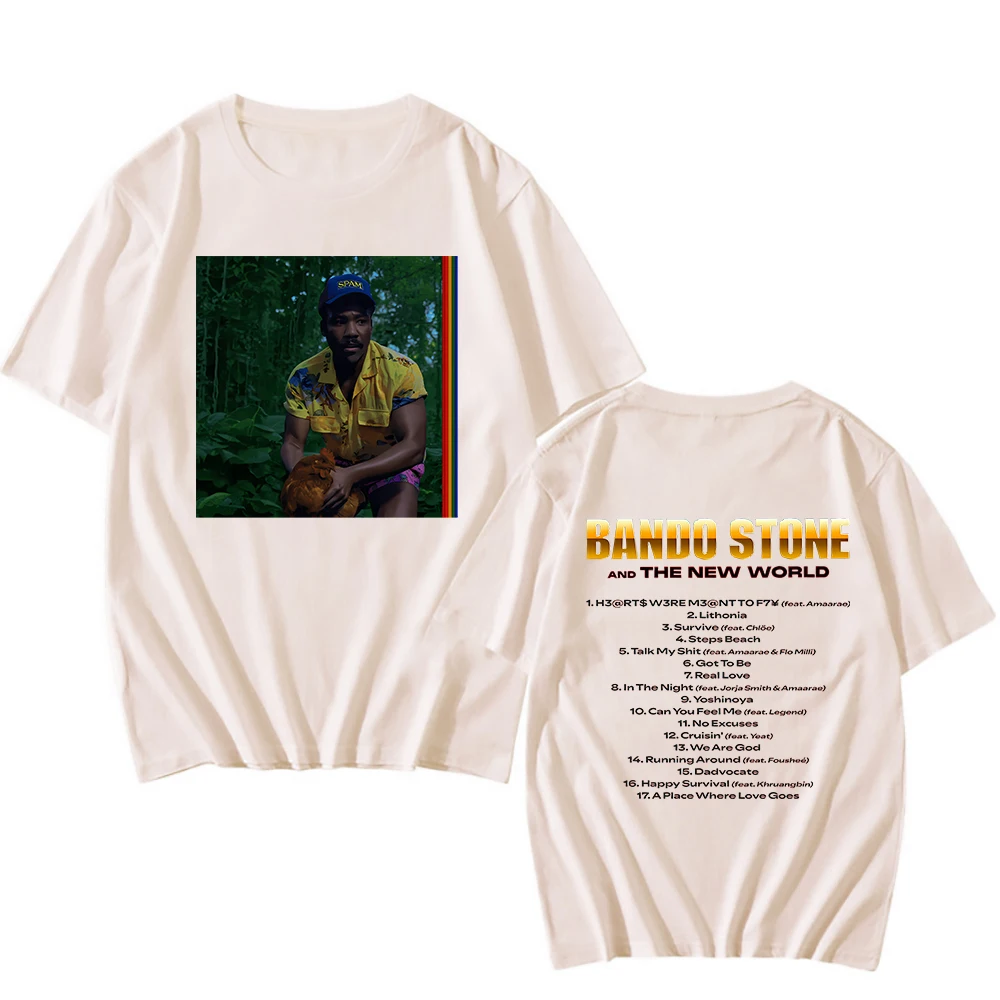 Футболка с изображением Дональда гловера, Bando Stone and The New World Music альбом, футболка с двух сторон, Классическая футболка из чистого хлопка, новинка 2024 года, Y2K Топы