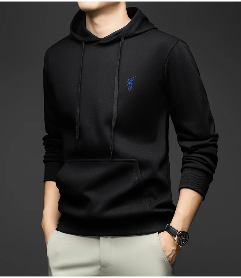 2025 New Embroidered Hoodie Solid Color Hoodie Spring and Autumn Falling Shoulder Long Sleeve Casual Coat for Men