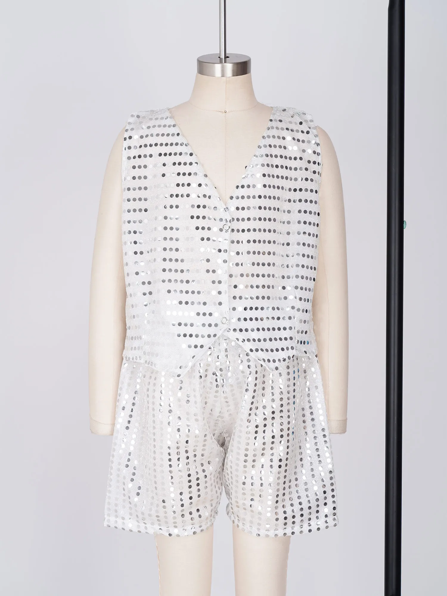Fashion Kids Hip Hop Outfit Boys Girls Shiny Sequins Children Disco Jazz Dance Stage Performance Costume Street Dancing Suits