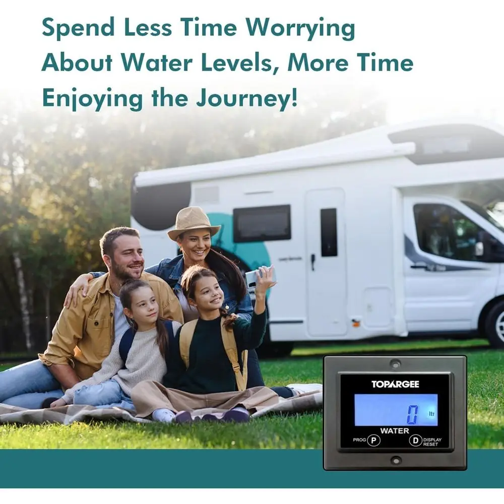 フラッシュマウント水タンクゲージ - リアルタイムRV、キャラバン、ボート用アクセサリー水位モニター - 正確な流量計（リットル/ガロン）