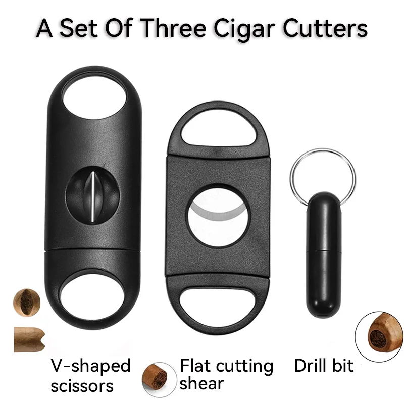Cigar Set Classic Pocket Cigar Cutter V-shaped Cutting Sharp Stainless Steel Blade Guillotine Punch Cutter Cigar Accessories