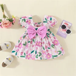 Summer Baby Girl Princess Dress Baby Cotton Dress Children'S Flower Bow Short Sleeved Sweet Children'S Clothing