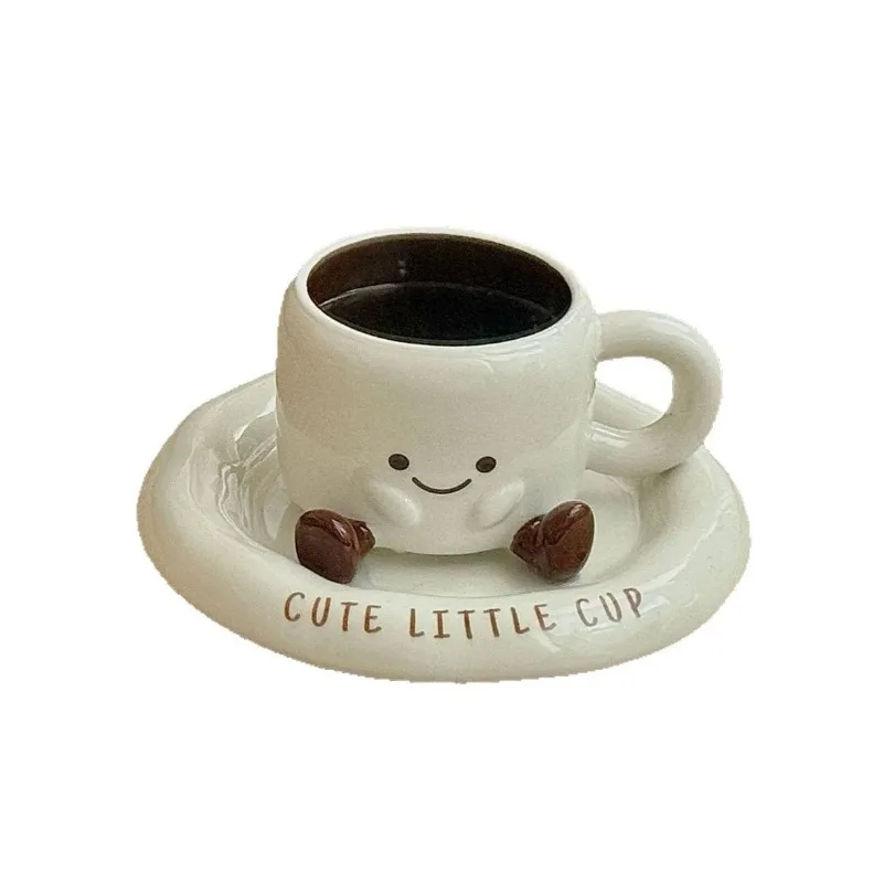 Creative Footprint Ceramic Coffee Cup & Saucer, Hot Sale Aesthetic Mug, Cute Drinkware for Living Room & Home